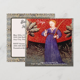 Virgo the Virgin Zodiac Sign Birthday Party Invitation