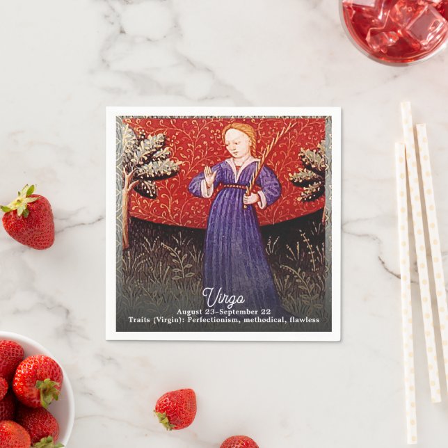 Virgo the Virgin Zodiac Sign Birthday Party Napkin (Insitu)