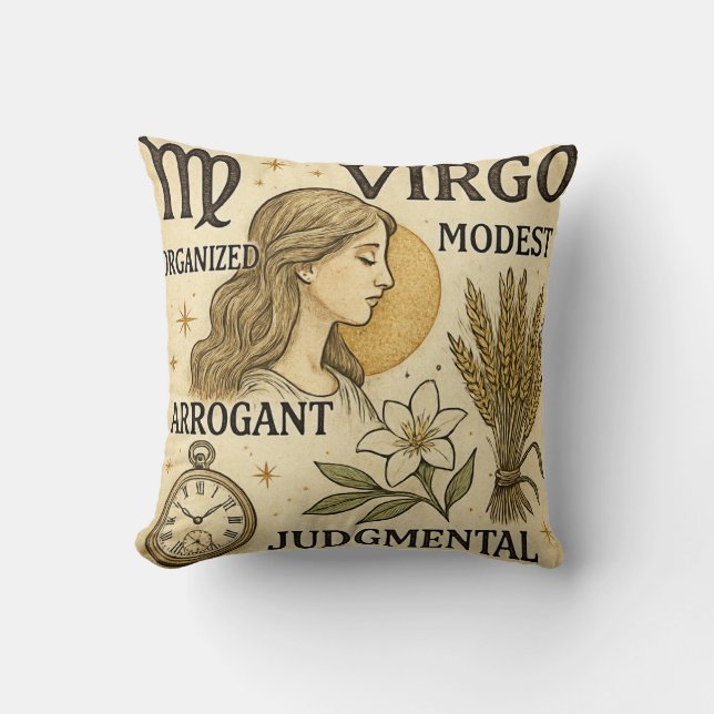 Virgo Throw Pillow (Front)