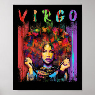 Virgo Vintage Virgo Retro Black Women Poster