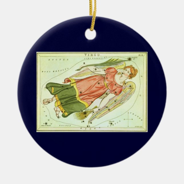 Virgo Virgin Vintage Constellation Urania's Mirror Ceramic Ornament (Front)