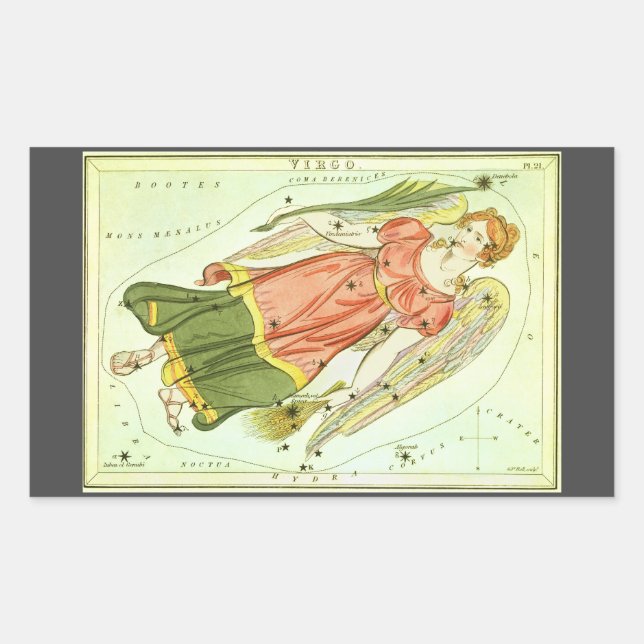 Virgo Virgin Vintage Constellation Urania's Mirror Sticker (Front)
