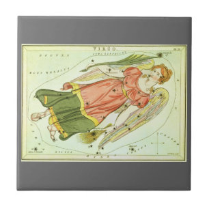 Virgo Virgin Vintage Constellation Urania's Mirror Tile