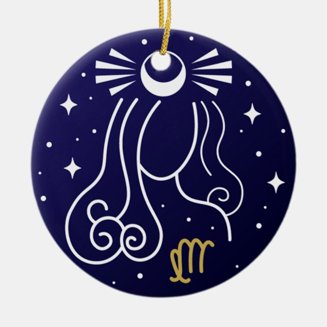 Virgo Virgin Zodiac Sign Ceramic Ornament (Front)