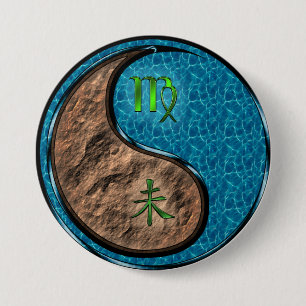 Virgo & Water Goat 3 Inch Round Button