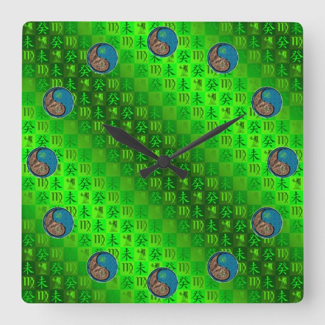 Virgo & Water Goat Square Wall Clock (Front)