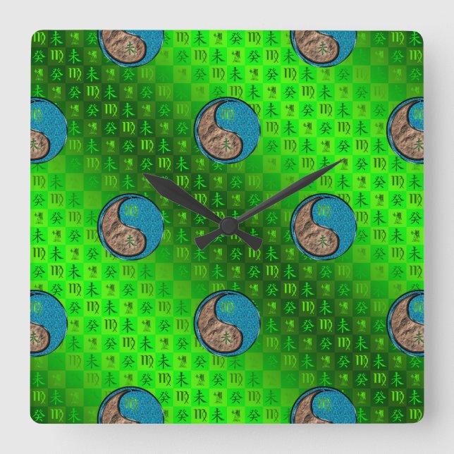 Virgo & Water Goat Square Wall Clock (Front)