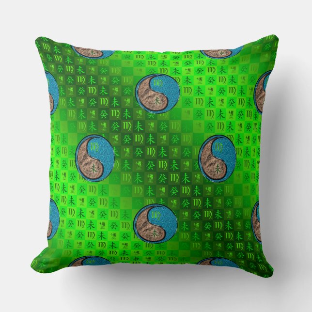 Virgo & Water Goat Throw Pillow (Front)