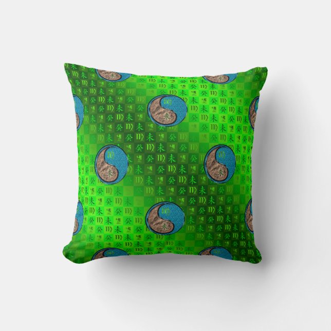 Virgo & Water Goat Throw Pillow (Front)