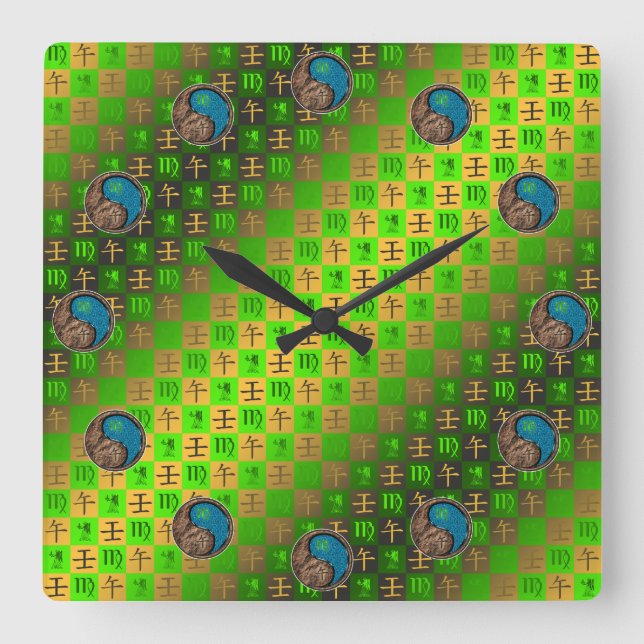Virgo & Water Horse Square Wall Clock (Front)