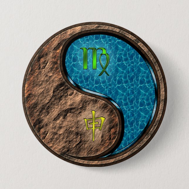 Virgo & Water Monkey 3 Inch Round Button (Front)