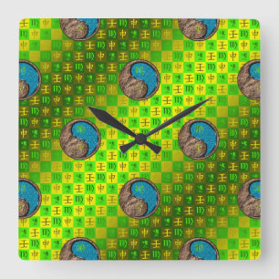 Virgo & Water Monkey Square Wall Clock