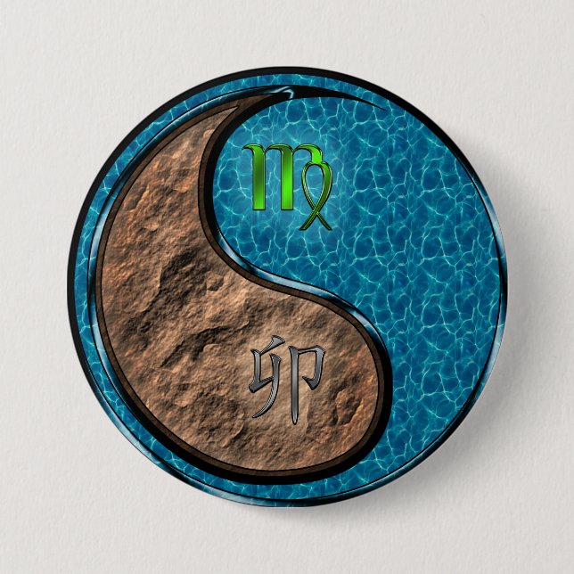 Virgo & Water Rabbit 3 Inch Round Button (Front)