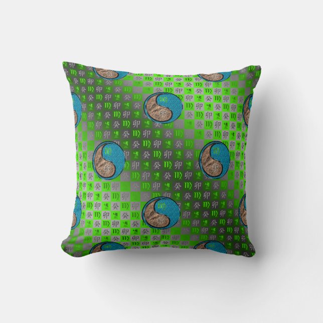 Virgo & Water Rabbit Throw Pillow (Front)