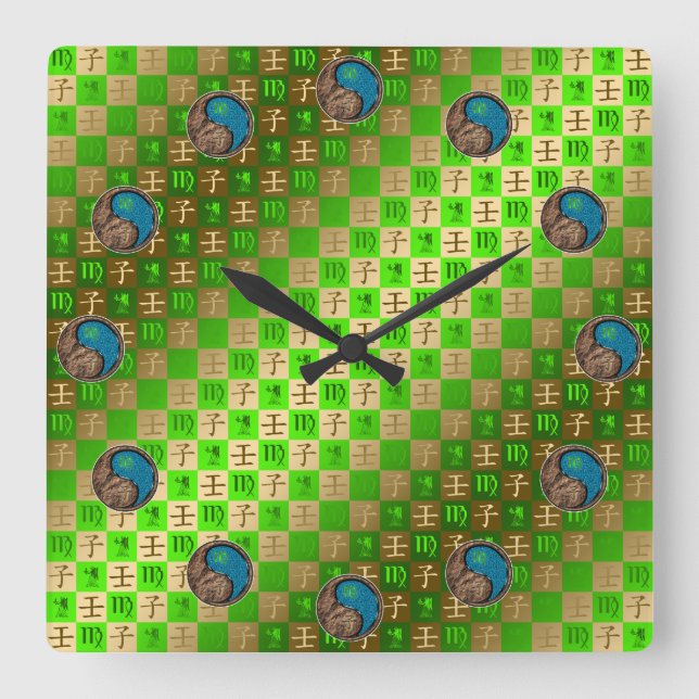 Virgo & Water Rat Square Wall Clock (Front)