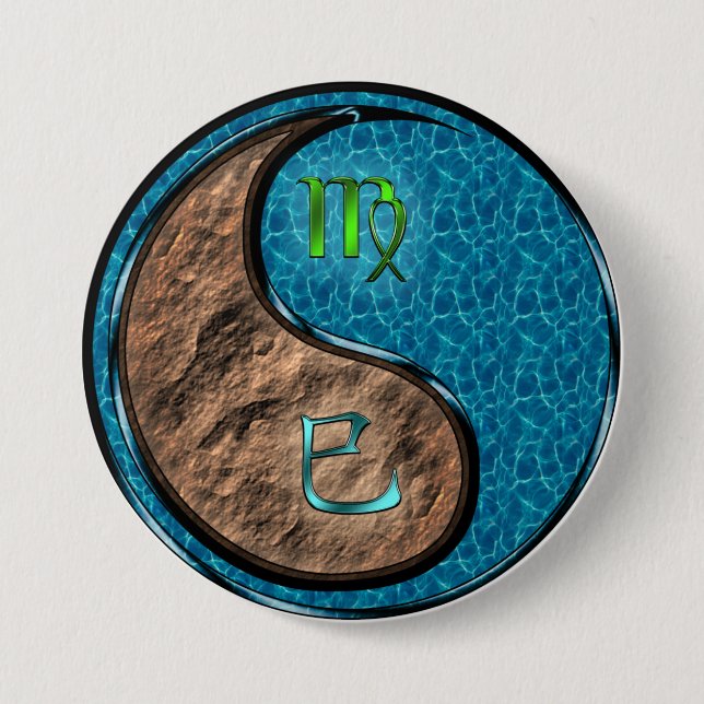 Virgo & Water Snake 3 Inch Round Button (Front)