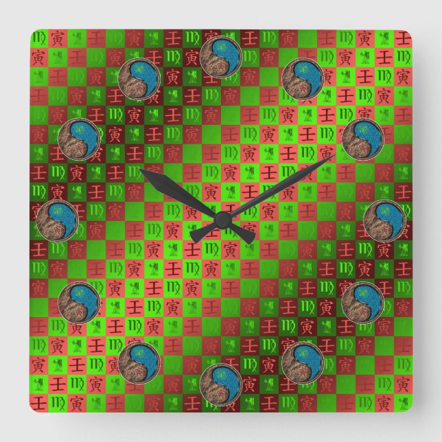 Virgo & Water Tiger Square Wall Clock (Front)