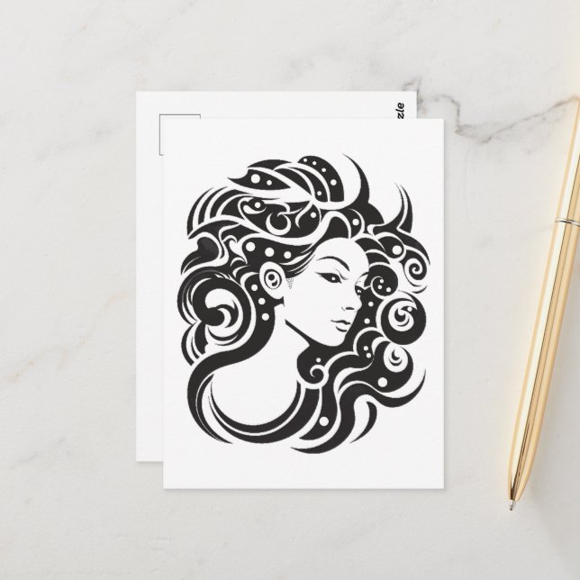 Virgo Woman female portrait  Postcard (Front/Back In Situ)