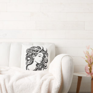 Virgo Woman female portrait Throw Pillow