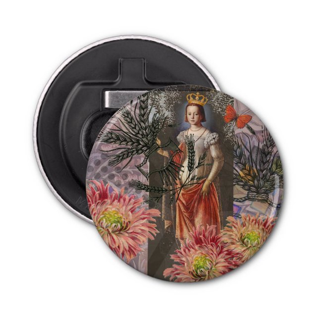 Virgo Woman Portrait Antique Colourful Rich Bottle Opener (Front)
