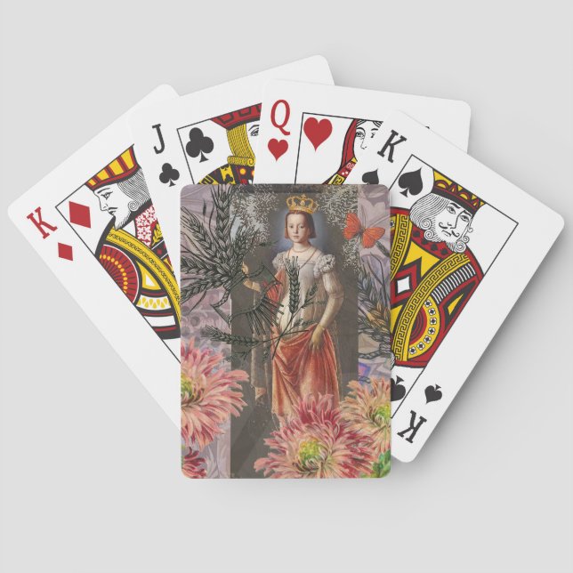 Virgo Woman Portrait Antique Colourful Rich Playing Cards (Back)