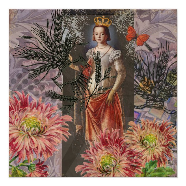 Virgo Woman Portrait Antique Colourful Rich Poster (Front)