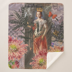 Virgo Woman Portrait Antique Colourful Rich Sherpa Blanket