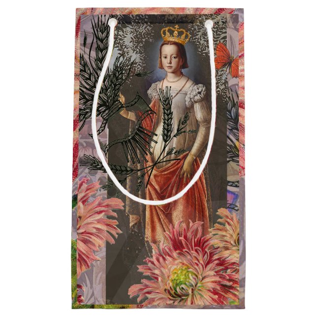Virgo Woman Portrait Antique Colourful Rich Small Gift Bag (Front)