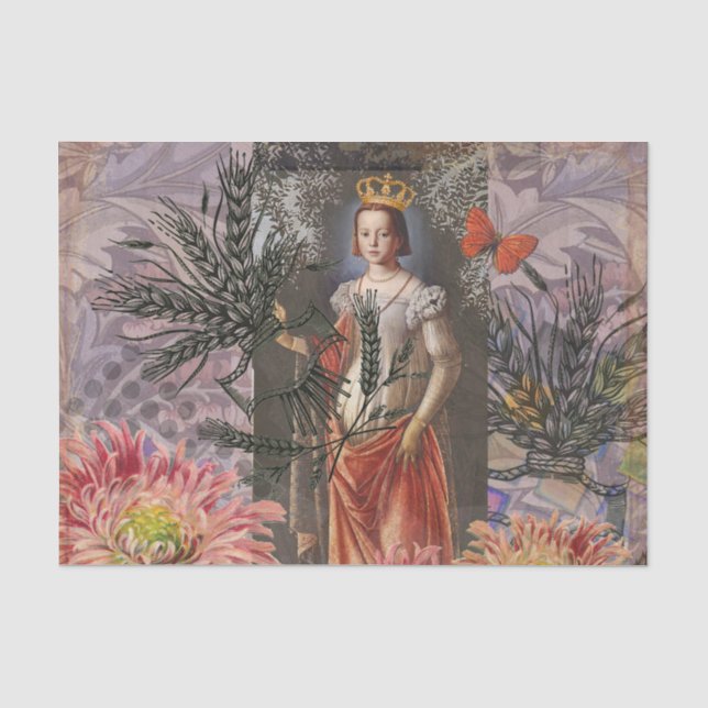 Virgo Woman Portrait Antique Colourful Rich Tissue Paper (Front)