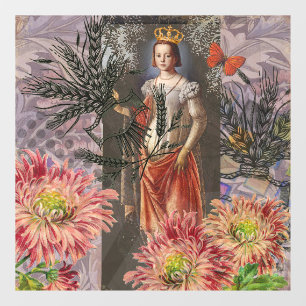 Virgo Woman Portrait Antique Colourful Rich Window Cling