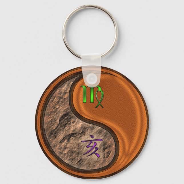 Virgo & Wood Boar Keychain (Front)