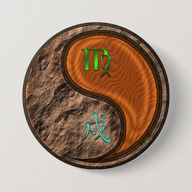 Virgo & Wood Dog 3 Inch Round Button (Front)