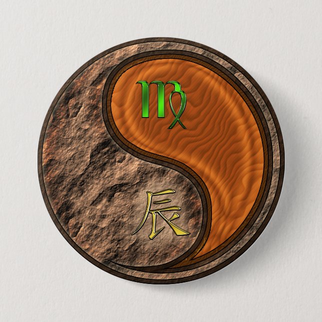 Virgo & Wood Dragon 3 Inch Round Button (Front)