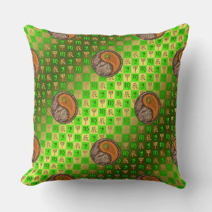 Virgo & Wood Dragon Throw Pillow