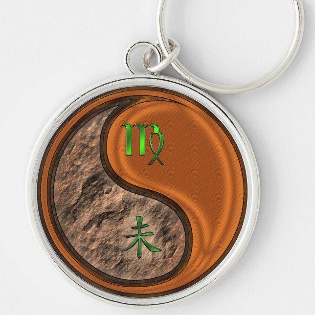 Virgo & Wood Goat Keychain (Front)