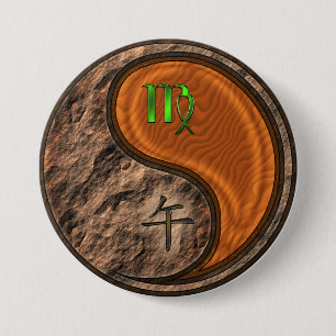 Virgo & Wood Horse 3 Inch Round Button