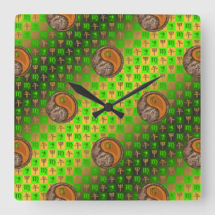 Virgo & Wood Horse Wall Clock
