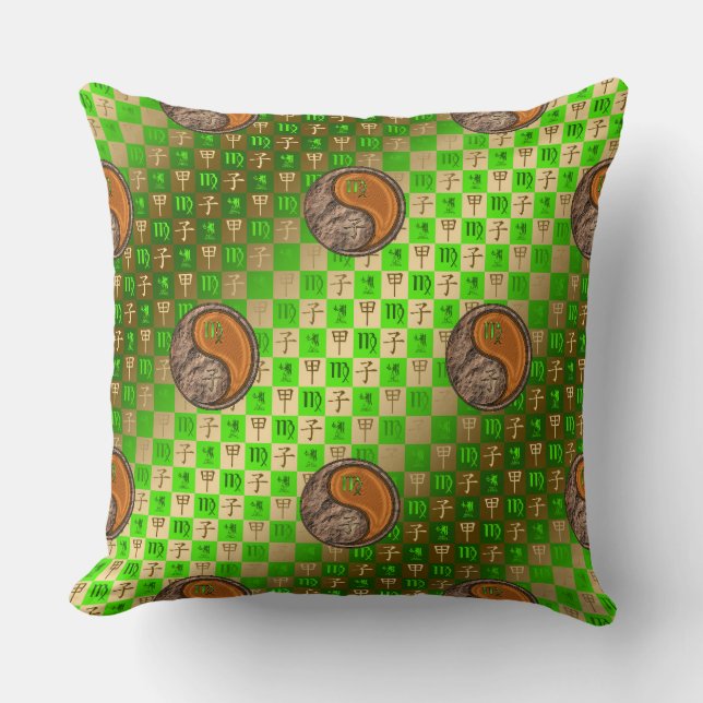 Virgo & Wood Rat Throw Pillow (Front)