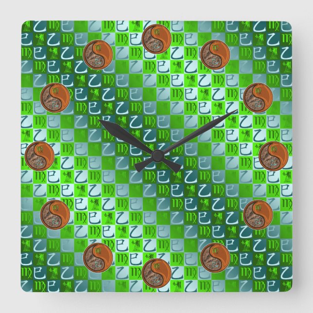 Virgo & Wood Snake Square Wall Clock (Front)