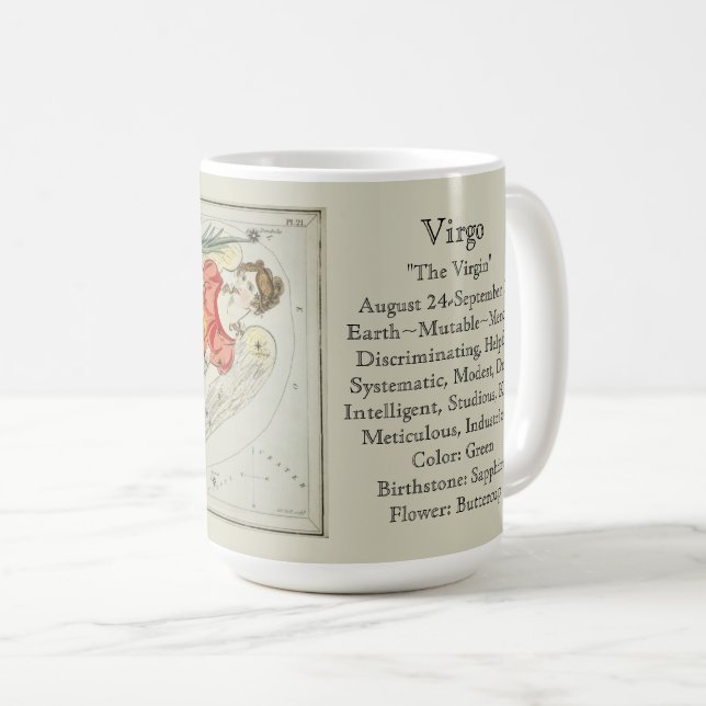 Virgo Zodiac Antique Astronomical Chart Coffee Mug (Front Right)