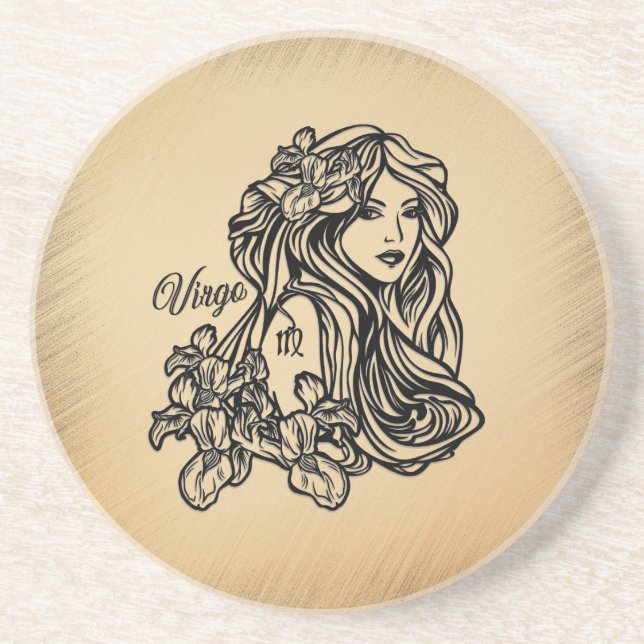 Virgo Zodiac Antique Look Coaster (Front)