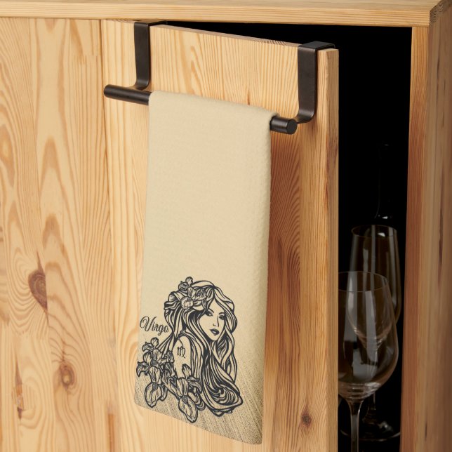 Virgo Zodiac Antique Look Kitchen Towel (Thirds Fold)
