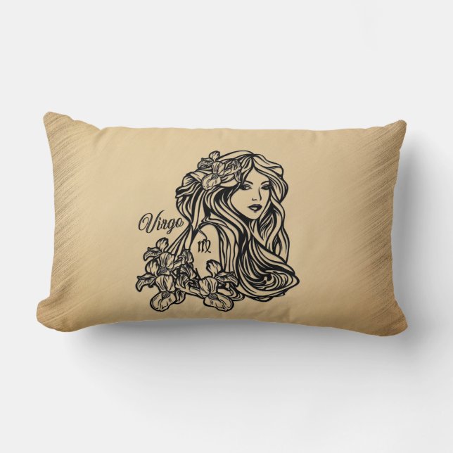 Virgo Zodiac Antique Look Lumbar Pillow (Front)