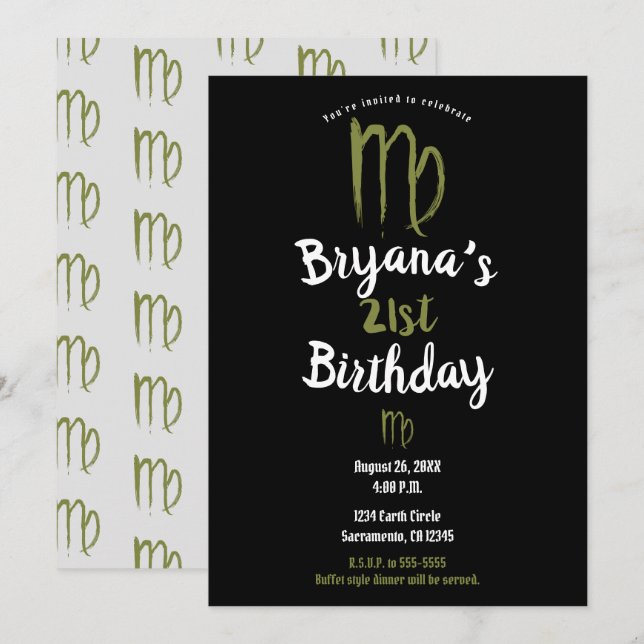 VIRGO Zodiac August September Birthday Astrology  Invitation (Front/Back)