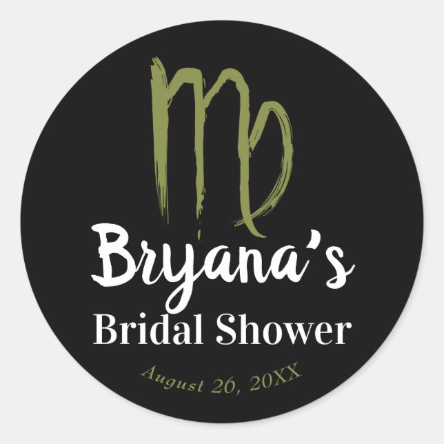VIRGO Zodiac August September Bridal Shower  Classic Round Sticker (Front)