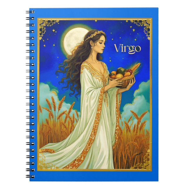 Virgo Zodiac Beauty Under a Night Sky Notebook (Front)
