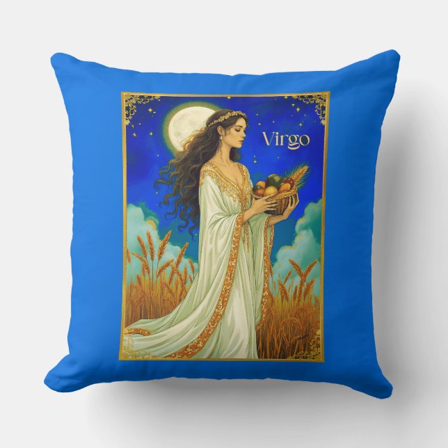 Virgo Zodiac Beauty Under a Night Sky Throw Pillow (Front)