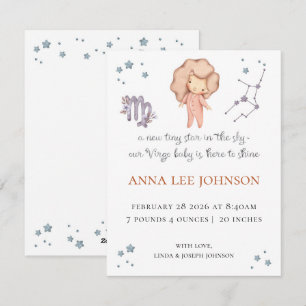 Virgo Zodiac Birth Announcement