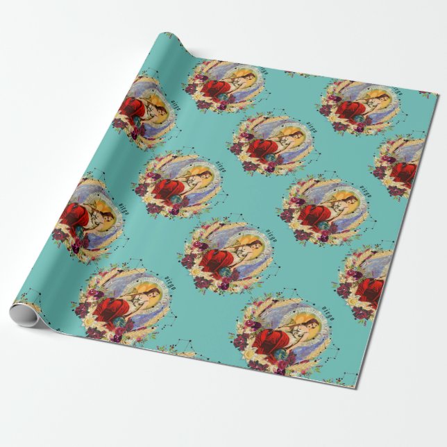 Virgo Zodiac Birthday Wrapping Paper (Unrolled)