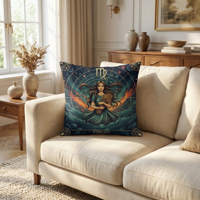 Virgo Zodiac Celestial Throw Pillow (Creator Uploaded)